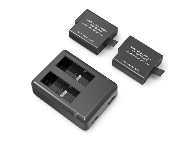 Bộ 2 pin và sạc kép RAVPOWER RP-PB074 cho Gopro 9, 10, 11