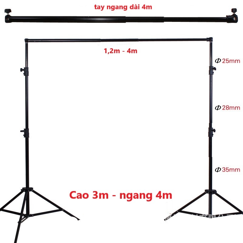 Bộ giá treo phông - khung treo phông di động lớn 3m x 4m