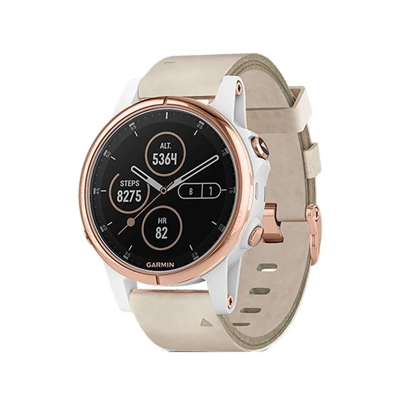 Đồng Hồ Thông Minh Garmin Fenix 5S Plus Sapphire (Rose Gold w/Beige Leather Band)