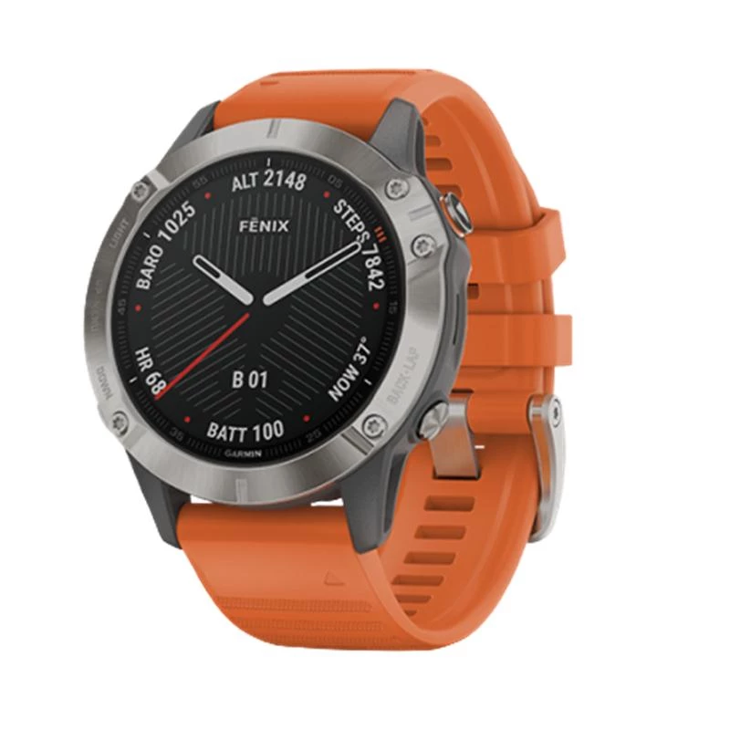 Đồng Hồ Thông Minh Garmin Fenix 6 Sapphire Titanium With Ember Orange Band