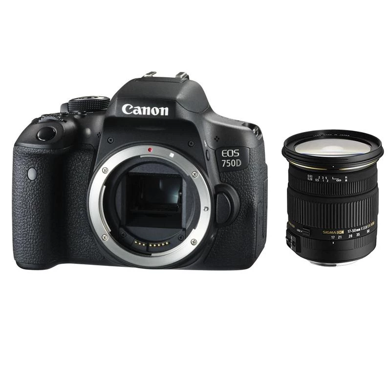 Máy Ảnh Canon EOS 750D Body + Sigma 17-50 F/2.8 EX DC OS HSM (Đen)