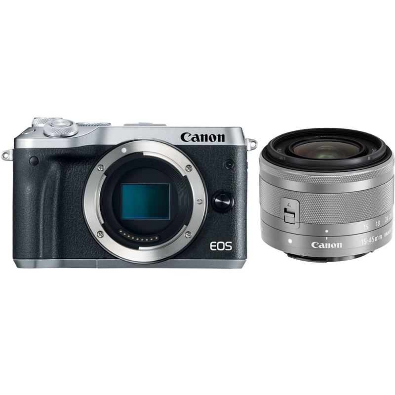 Máy Ảnh Canon EOS M6 Kit EF-M15-45mm F3.5-6.3 IS STM/ Bạc