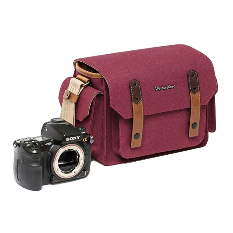 Túi Máy Ảnh Herringbone Papaspocket Medium Wine